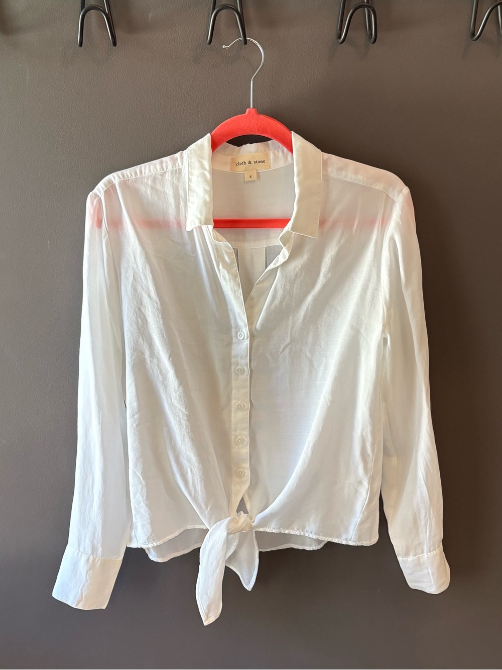 Cloth & Stone White Tie-Front Button Down Shirt - Small